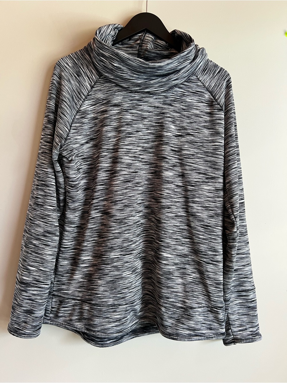 MNY Marc New York Cowl Neck Pullover XL Grey Space Dye Athleisure Top